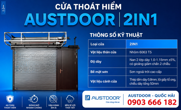 AUSTDOOR 2 TRONG 1 MẪU THOÁT HIỂM